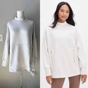 Varley Ivory Marl Bay Sweat Mock Neck Pullover
